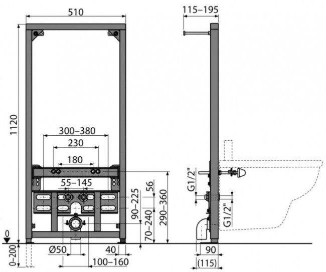 Система инсталляции для биде AlcaPlast A105/1120