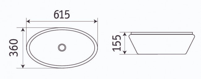 Раковина CeramaLux 7811A 61,5*36 накладная