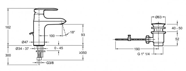 Смеситель Jacob Delafon Kumin E98827-CP для раковины