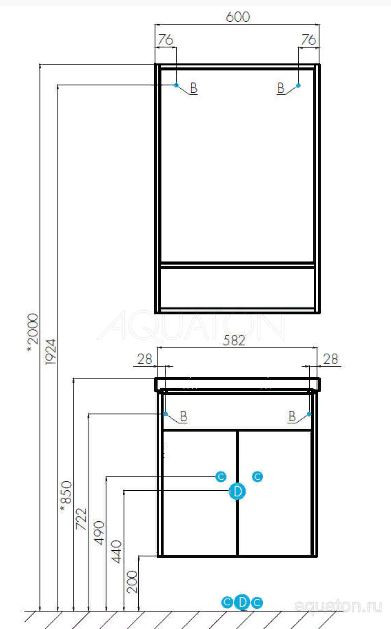 Тумба под раковину Акватон Флай 60 1A237301FAX10 дуб крафт