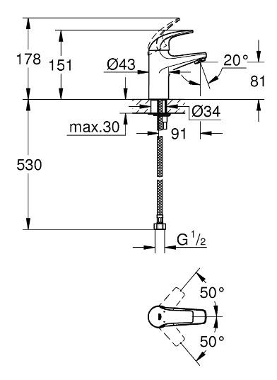 Смеситель Grohe BauCurve 32848000 для раковины