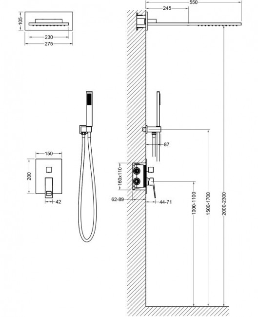 Душевая система Timo Briana SX-7139/03SM черный матовый
