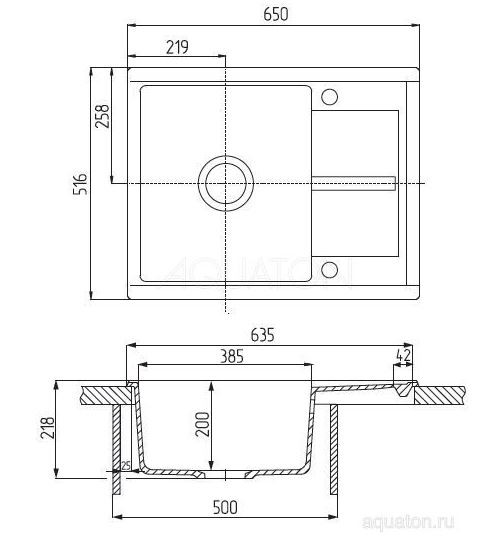 Мойка для кухни Акватон Делия 65 1A718632DE210 графит