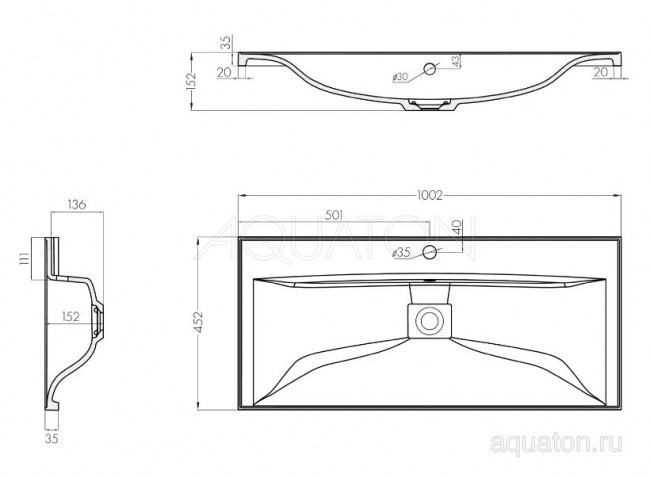 Раковина Акватон Айрис М 100 1A73273KAG010