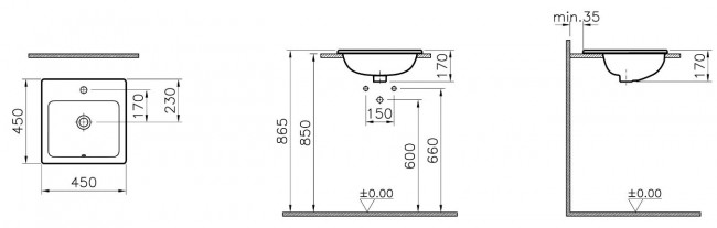Раковина VitrA S20 5463B003-0001 врезная