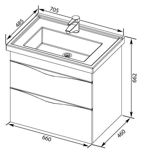 Тумба с раковиной Aquanet Эвора 70 00213055 дуб антик