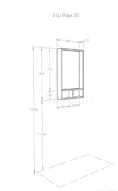 Зеркало Акватон Йорк 50 1A170002YOAY0 выбеленное дерево