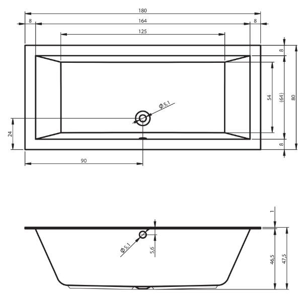 Ванна акриловая Riho Lugo 180*80 B133001005