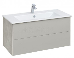 Комплект тумба Акватон Сохо 100 слэйт галька серая с раковиной Элина 100 1A2582K1AJ9A0