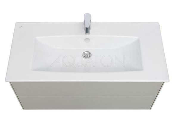 Комплект тумба Акватон Сохо 100 слэйт галька серая с раковиной Элина 100 1A2582K1AJ9A0