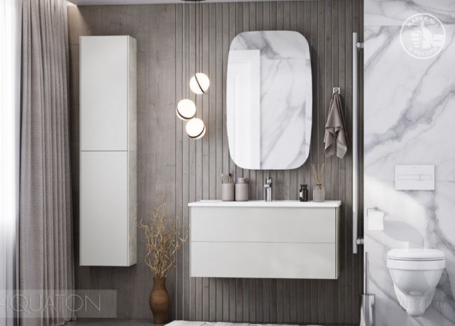 Комплект тумба Акватон Сохо 100 слэйт галька серая с раковиной Элина 100 1A2582K1AJ9A0