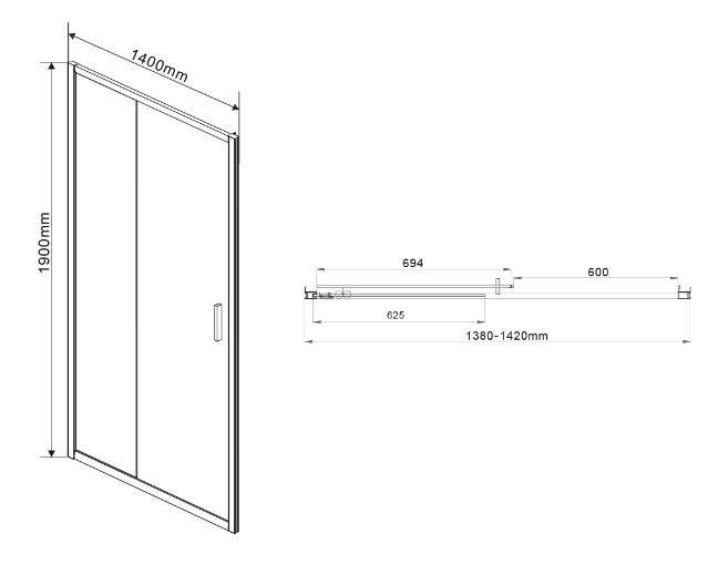 Душевая дверь Vincea Garda 140 VDS-1G140CLB прозрачное