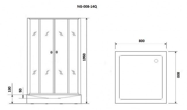 Душевой уголок Niagara NG-008-14Q 80*80
