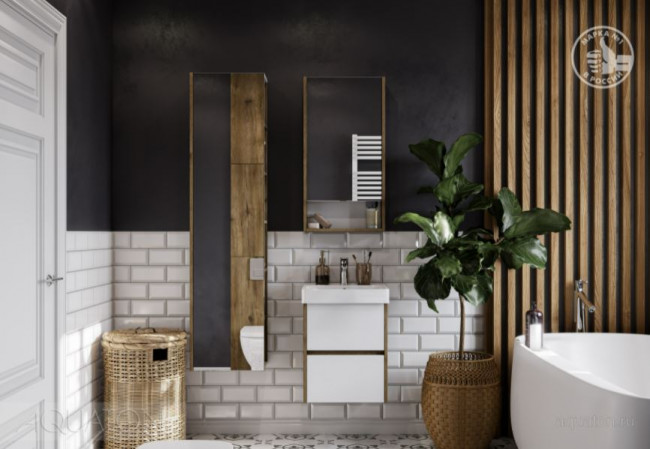 Зеркальный шкаф Акватон Сканди 45 1A252002SDZ90 белый дуб рустикальный