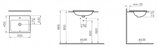 Раковина VitrA S20 5465B003-0001 врезная