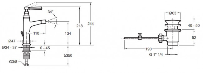 Смеситель Jacob Delafon Cleo 1889 E24310-BGG для биде