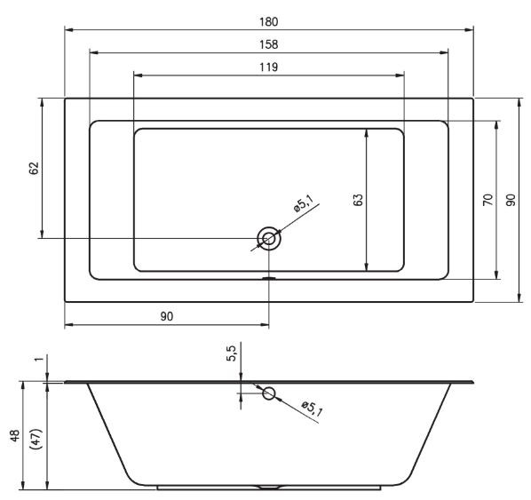 Ванна акриловая Riho Lugo 180*90 B134001005