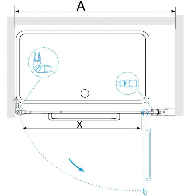Душевая дверь RGW PA-103 80 020810308-11 прозрачное