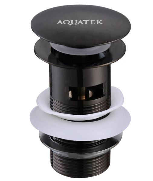 Донный клапан сифона Aquatek AQ6001MB с переливом черный матовый