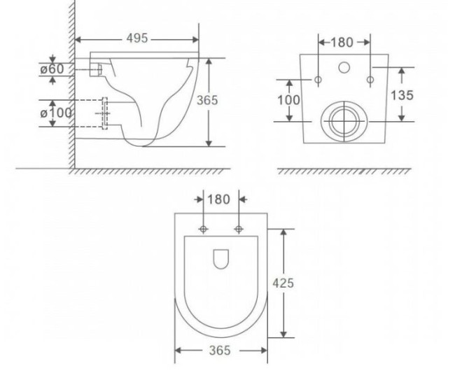Унитаз подвесной Maretti Elena EA10PBM61-560 безободковый с микролифтом черный матовый