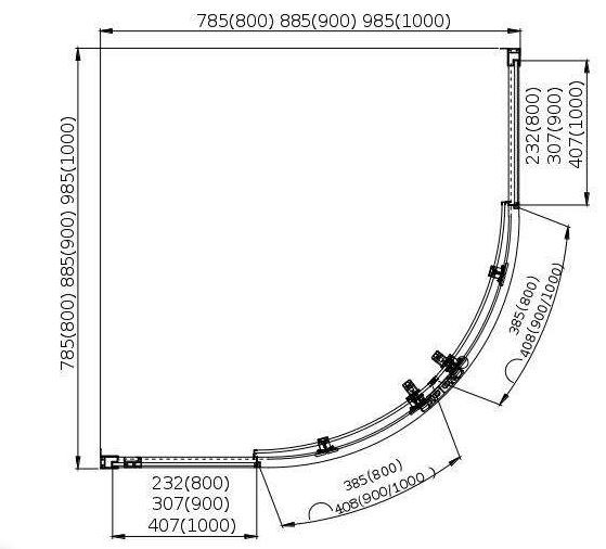 Душевой уголок Aquatek 1/4 100*100 AQ ARI RO 10020BL