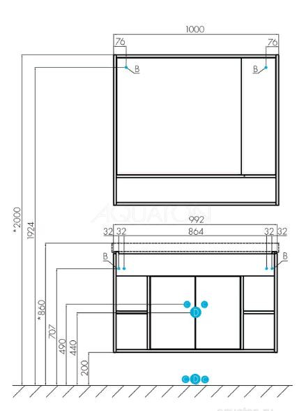 Тумба под раковину Акватон Флай 100 1A237501FAX10 дуб крафт