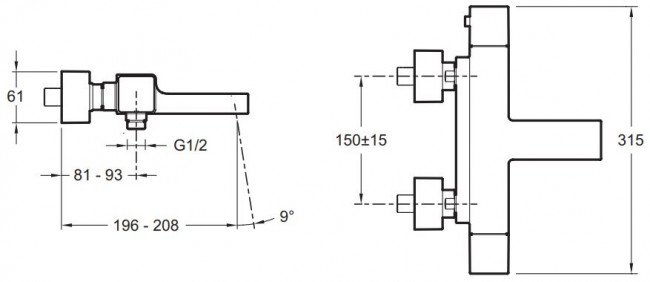 Смеситель Jacob Delafon Strayt E9127-CP для ванны термостат