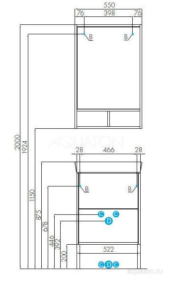 Зеркало Акватон Йорк 55 1A173202YOAV0 белый ясень фабрик