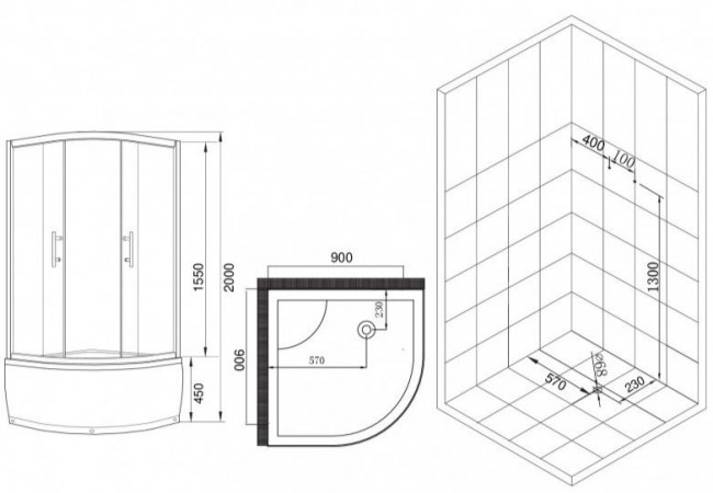 Душевой уголок Esbano ESD-8020 90*90 с поддоном