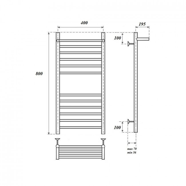Полотенцесушитель электрический Point Аврора PN10148SPE П11 400*800 с полкой левый/правый хром