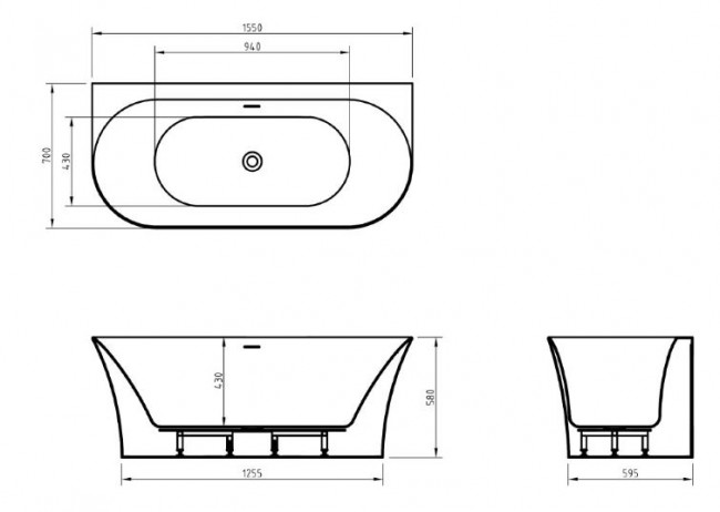 Ванна акриловая BelBagno 155*70 BB711-1550-700 пристенная