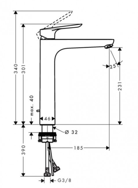 Смеситель Hansgrohe Logis E 71162000 для раковины высокий