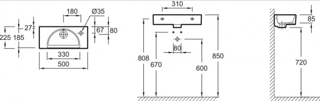 Раковина Jacob Delafon Odeon Rive Gauche EGO112-56-00