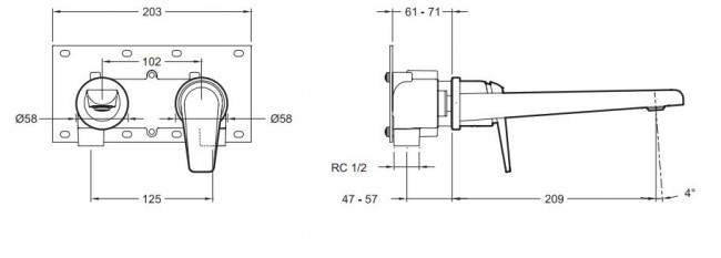 Смеситель Jacob Delafon Avid E97358-BN для раковины настенный