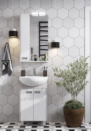 Тумба под раковину Акватон Бекка PRO 50 1A210801BAC20 белая дуб сомерсет