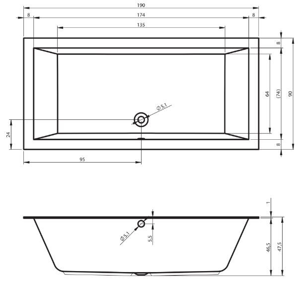Ванна акриловая Riho Lugo 190*90 B136001005