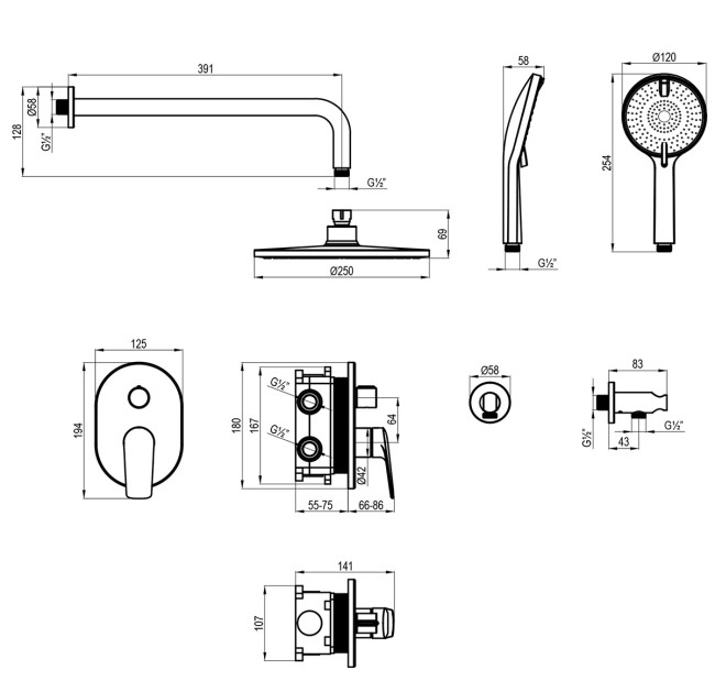 Душевая система Lemark Verba LM11429C встраиваемая