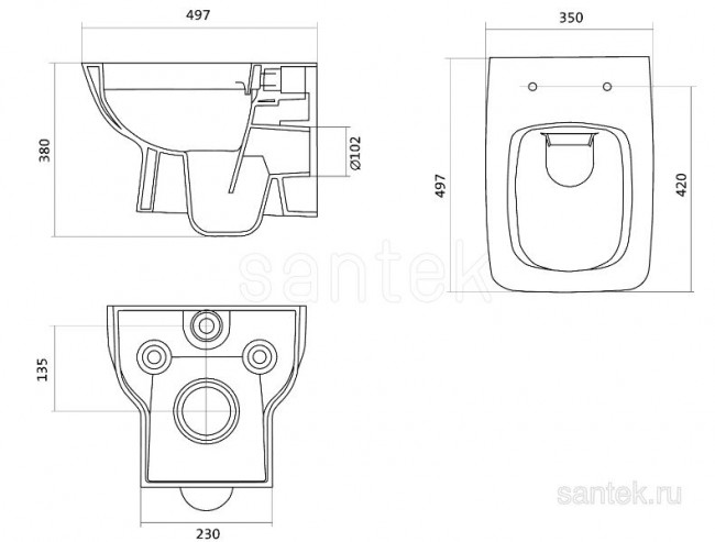 Унитаз подвесной Santek Нео 1WH302411 безободковый сиденье микролифт slim