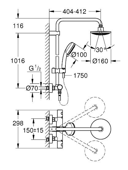 Душевая система  Grohe Tempesta Cosmopolitan 27922000