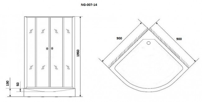 Душевой уголок Niagara NG-007-14BLACK 90*90