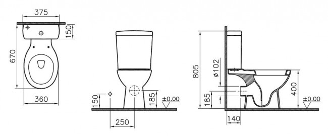 Унитаз-компакт Vitra Norm Nord 9845B099-7202 с сиденьем микролифт