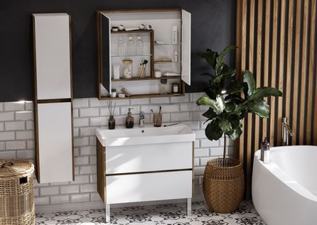 Зеркальный шкаф Акватон Сканди 90 1A252302SDZ90 белый дуб рустикальный