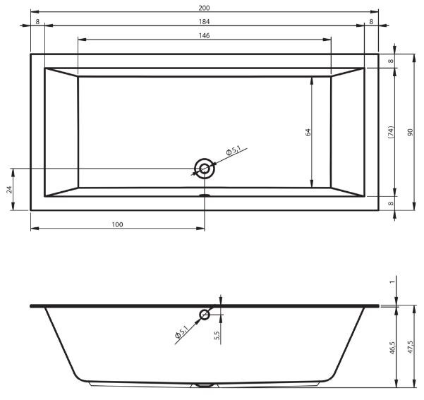 Ванна акриловая Riho Lugo 200*90 B137001005
