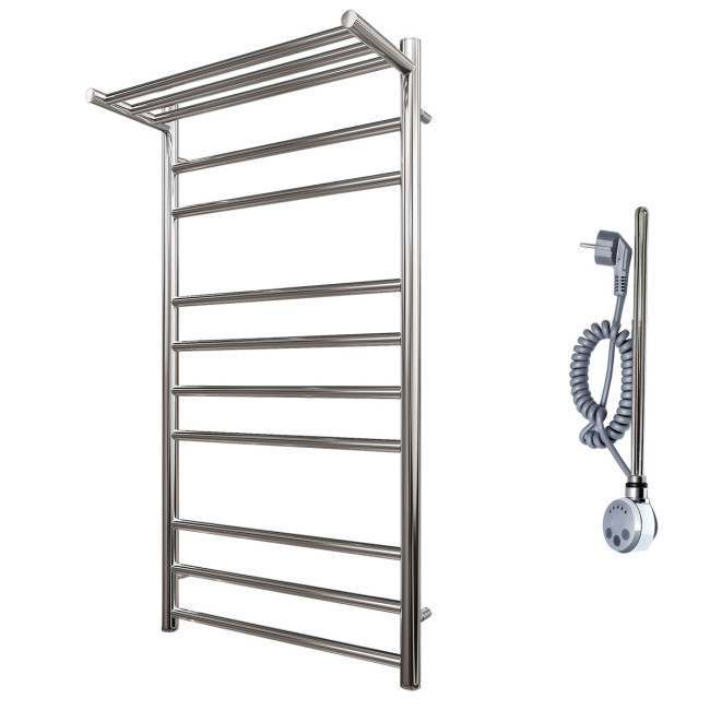 Полотенцесушитель электрический Point Аврора PN10150PE П9 500*1000 с полкой левый/правый хром