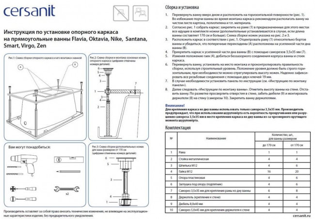 Каркас для ванны Cersanit Santana 160 RW-SANTANA*160