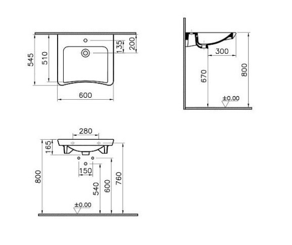 Раковина Vitra Conforma 5289B003-0001 для людей с ограниченными возможностями