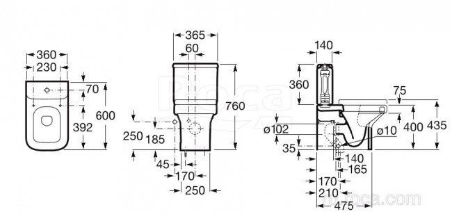 Унитаз Roca Dama-N 34278W000 напольный с бачком 341784000 без сиденья