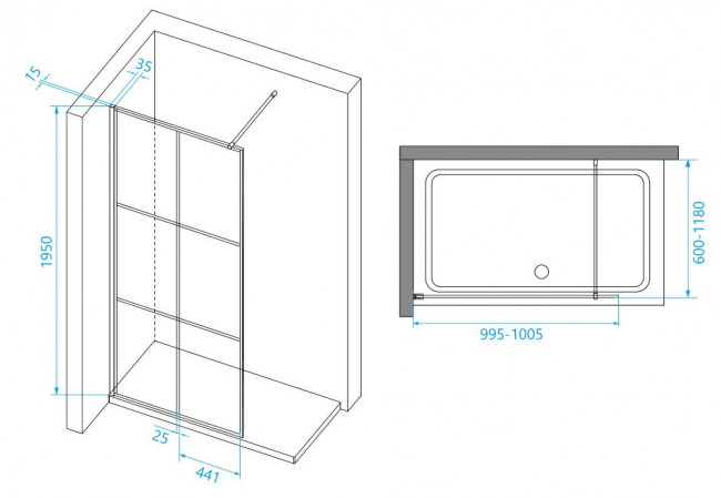 Душевая перегородка RGW WA-111B 100 411011110-84 прозрачное