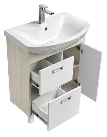 Тумба под раковину Акватон Бекка PRO 70 1A208701BAC20 белая дуб сомерсет