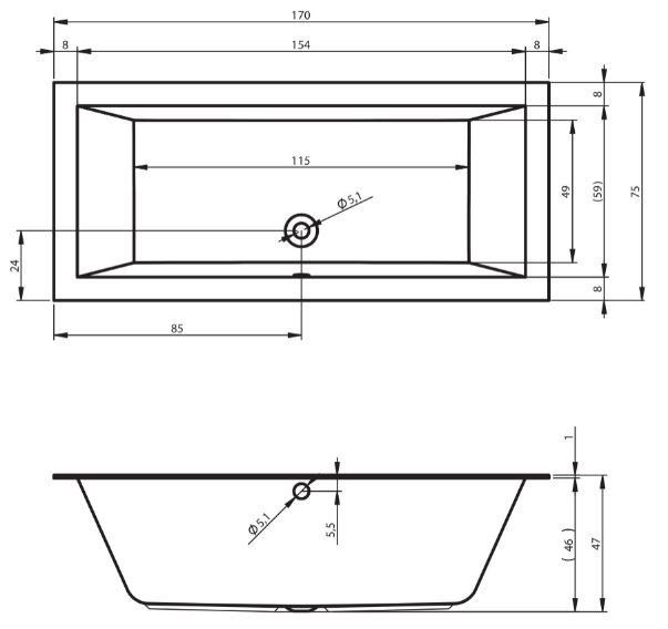 Ванна акриловая Riho Lugo Velvet 170*75 B132001105